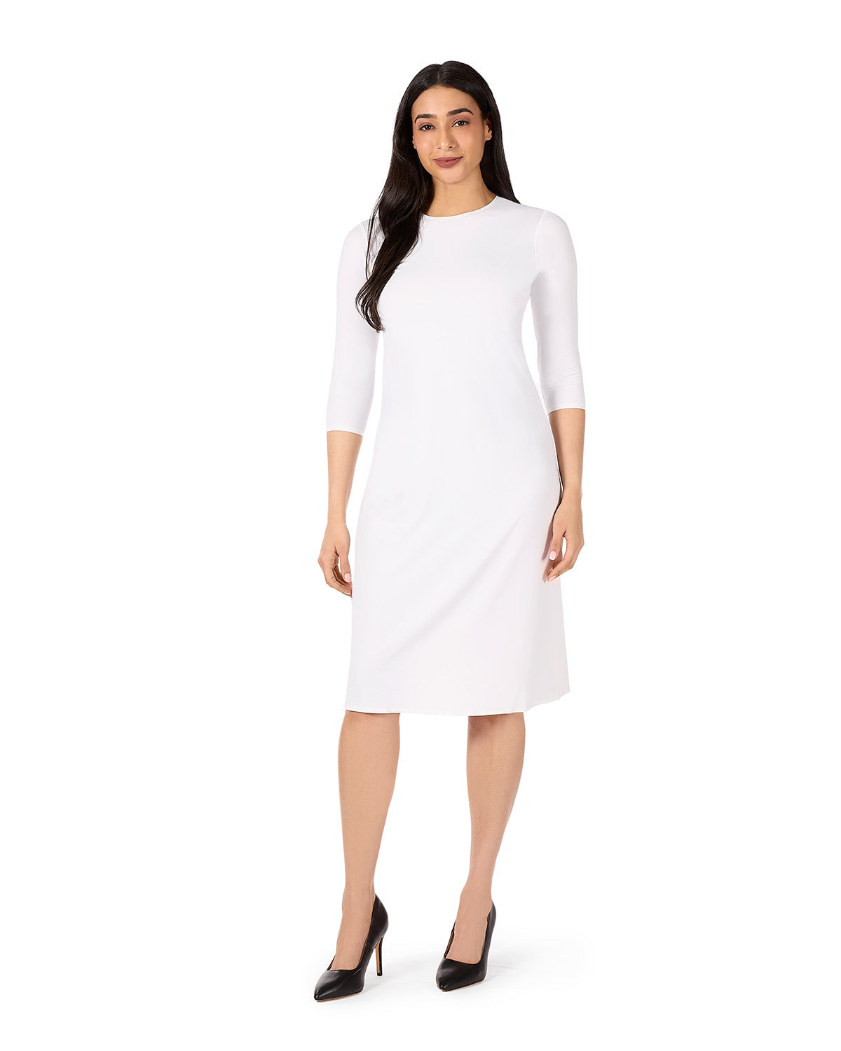 Women's Silky-Smooth Bonded 3/4-Sleeve 42" Slip Dress