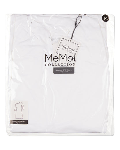 Women's Bonded Quarter Sleeve Slip Dress : Color: White