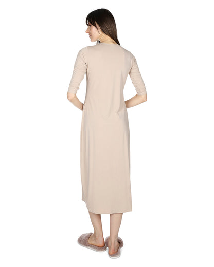 Women's Silky-Smooth Bonded 3/4-Sleeve 48" Slip Dress : Color: Nude