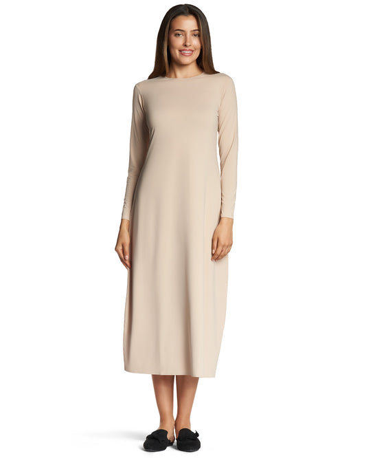 Women's Silky-Smooth Bonded 3/4-Sleeve 48" Slip Dress