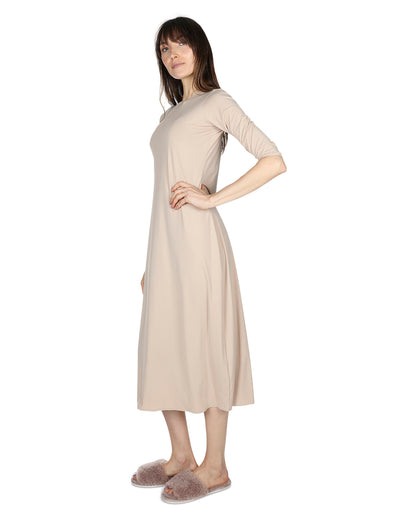 Women's Silky-Smooth Bonded 3/4-Sleeve 48" Slip Dress : Color: Nude