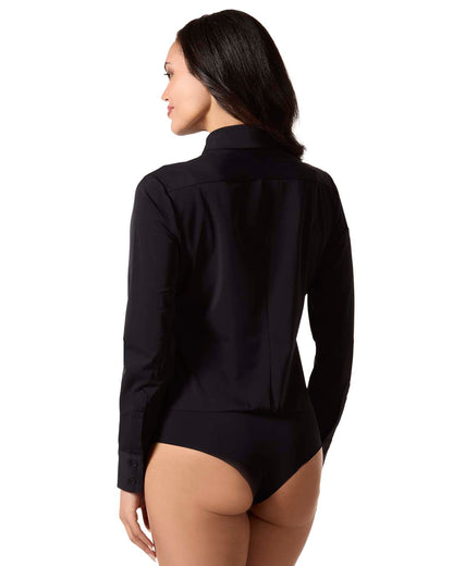 Women's Classic Button-Down Long-Sleeve Shirt All-in-One Bodysuit