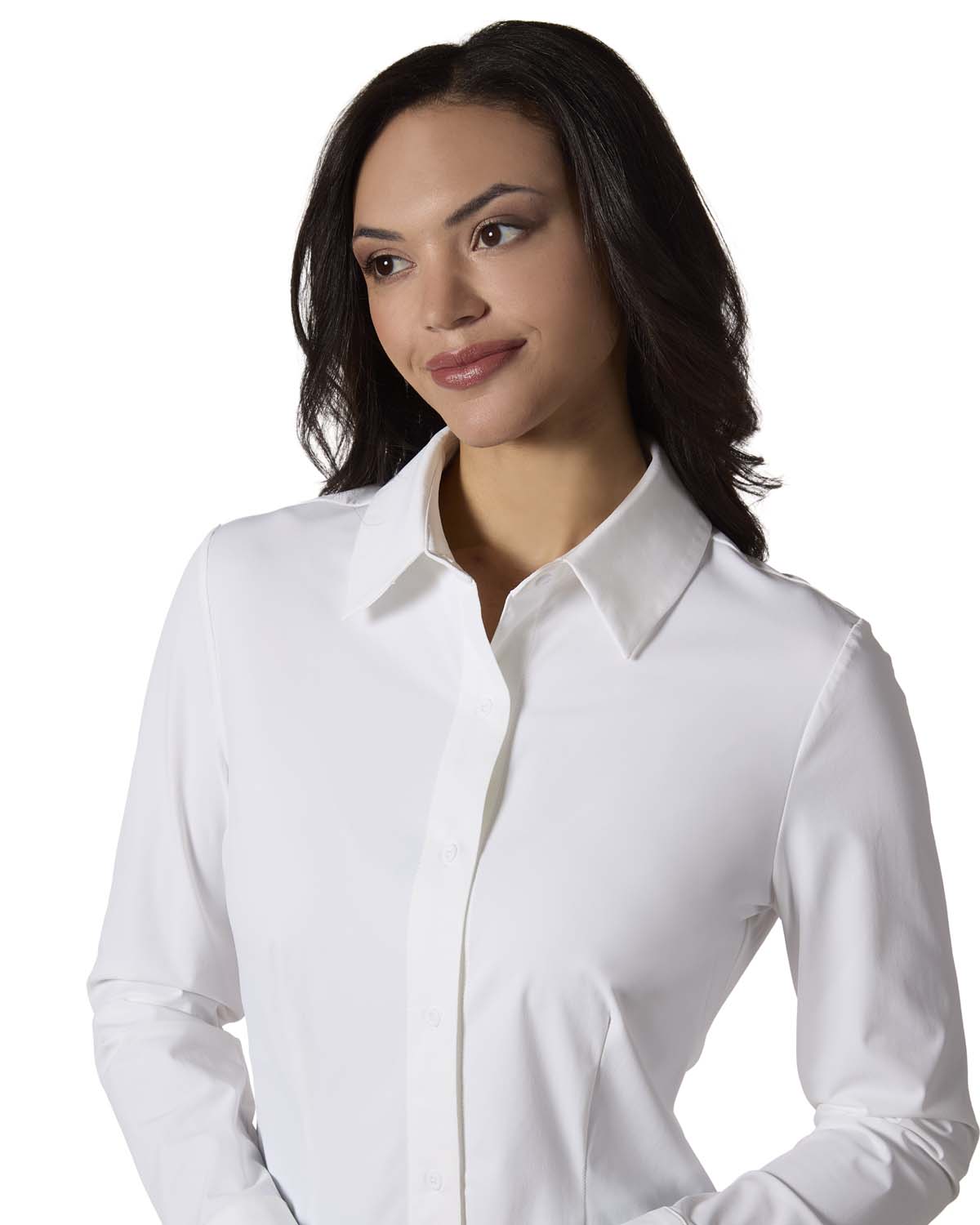 Women's Classic Button-Down Long-Sleeve Stretch Dress Shirt