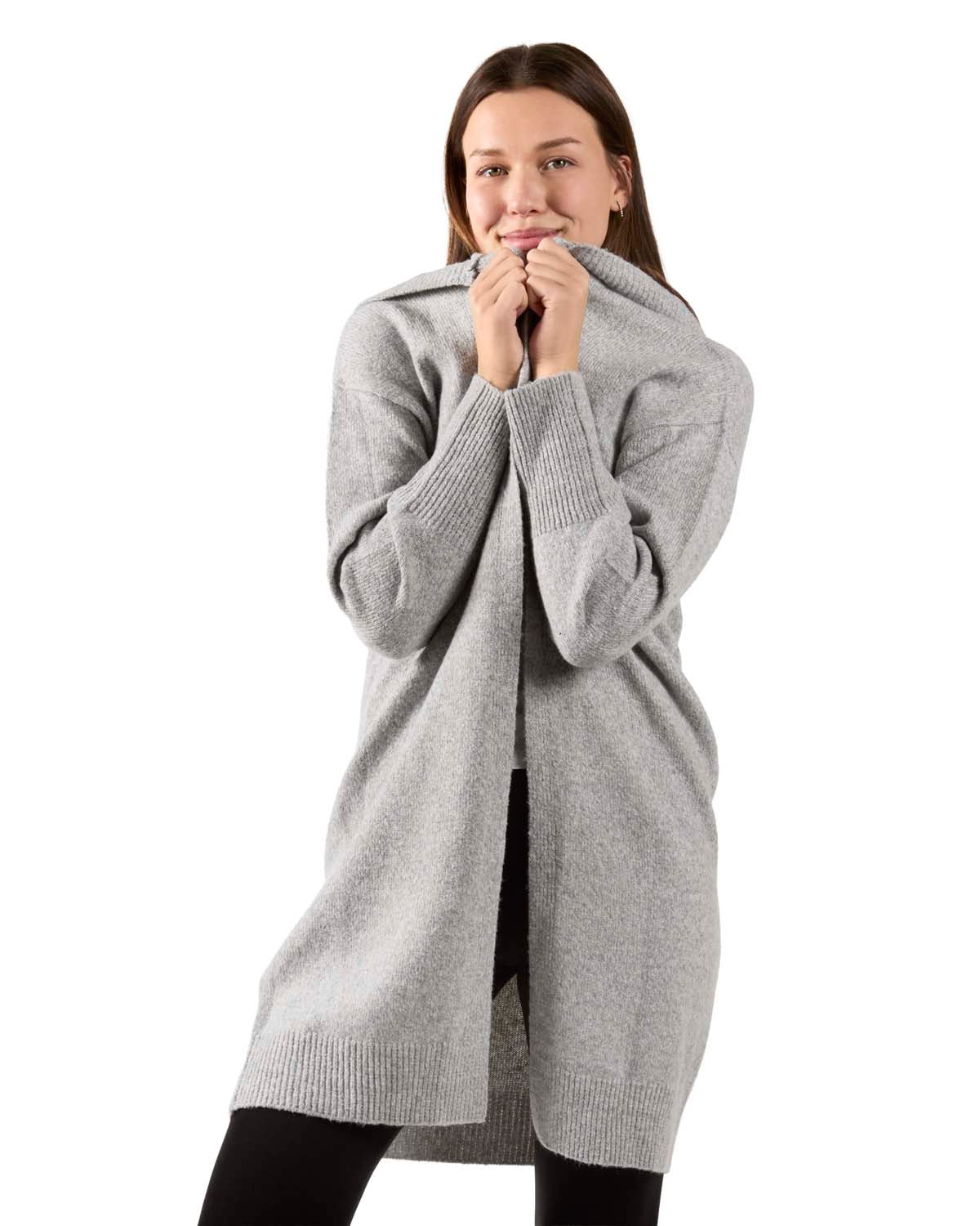Women's Sweater Knit Hooded Open-Front Cardigan Sweater