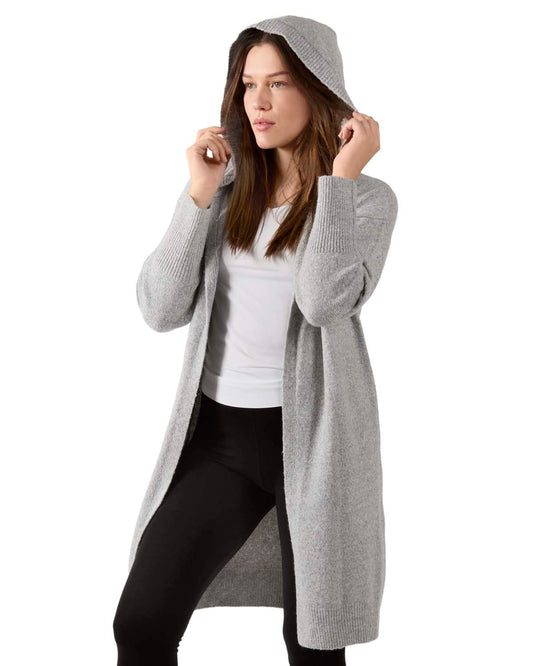 Women's Sweater Knit Hooded Open-Front Cardigan Sweater