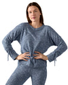 Women's Lounge Pull-Over Top with Ruched Tied Sleeves