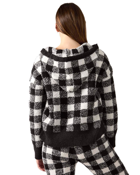 Women's Buffalo Check Cozy Knit Drawstring Hoodie