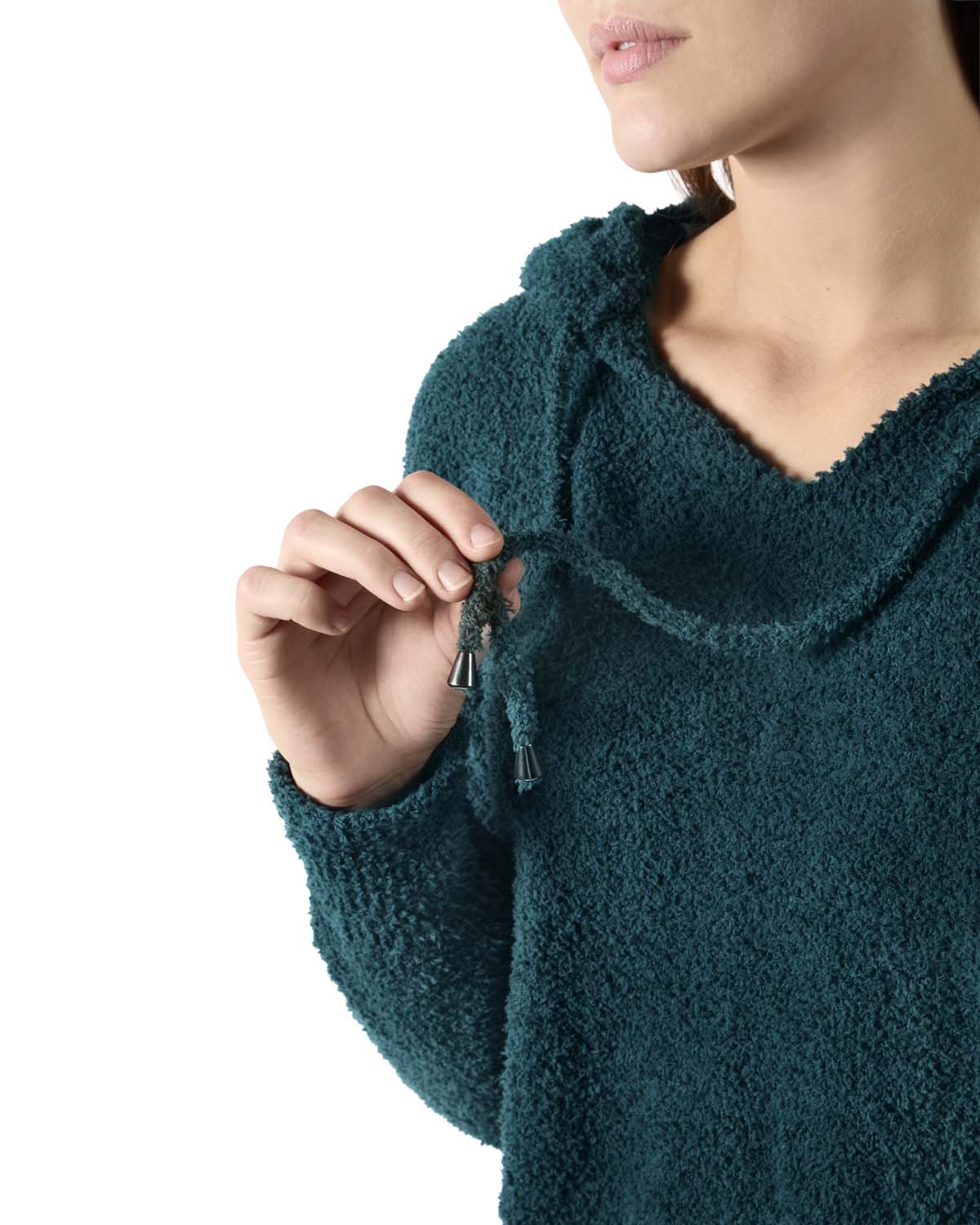 Women's Soft Touch Cozy Knit Drawstring Long Sleeve Hoodie