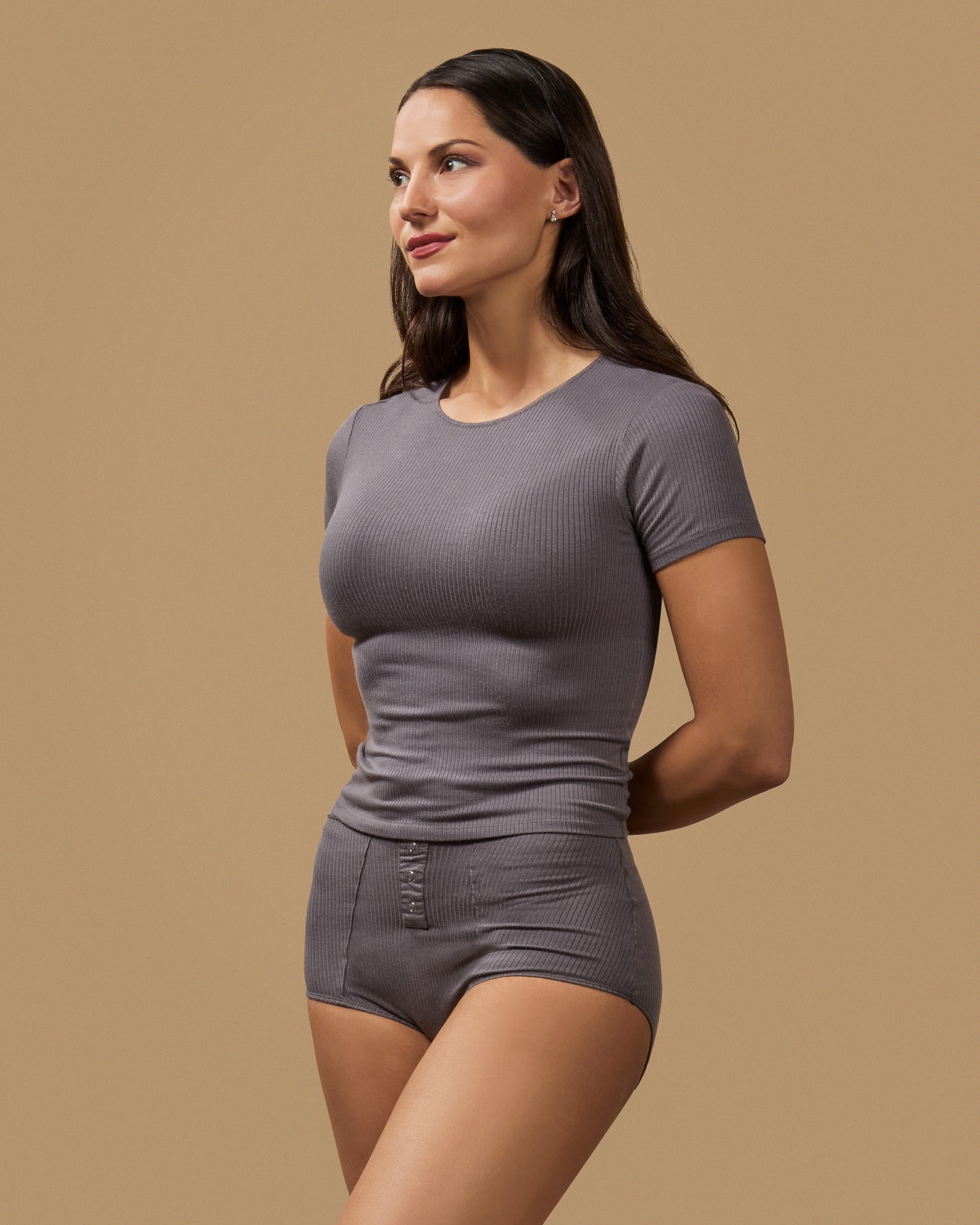 Women's Luxe Rib T-Shirt and Full Coverage Brief Set
