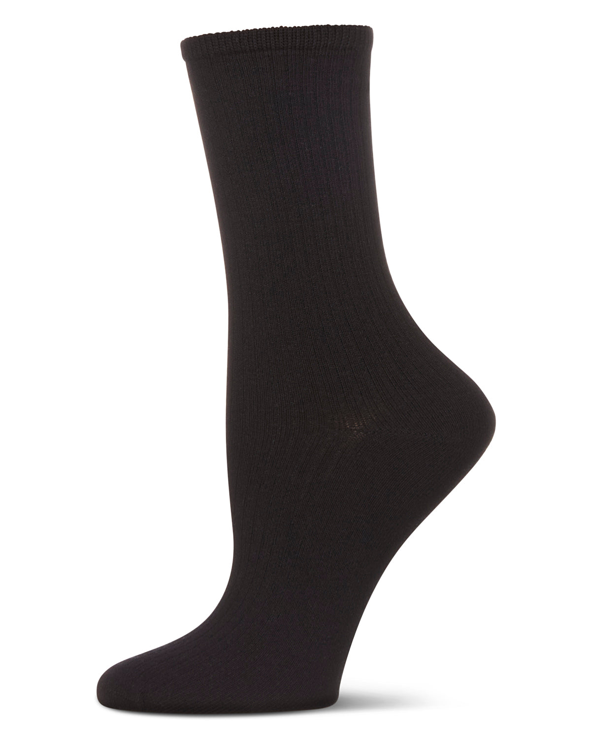 Women's Organic Cotton Flat Knit Breathable Crew Sock : Color: Black