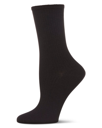 Women's Organic Cotton Flat Knit Breathable Crew Sock : Color: Black