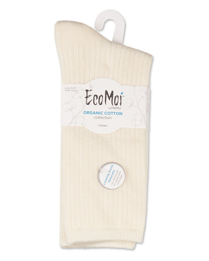 Women's Organic Cotton Flat Knit Breathable Crew Sock : Color: Black