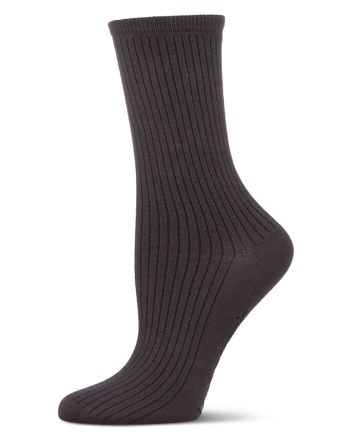 Women's Organic Cotton Flat Knit Breathable Crew Sock : Color: Earl Gray