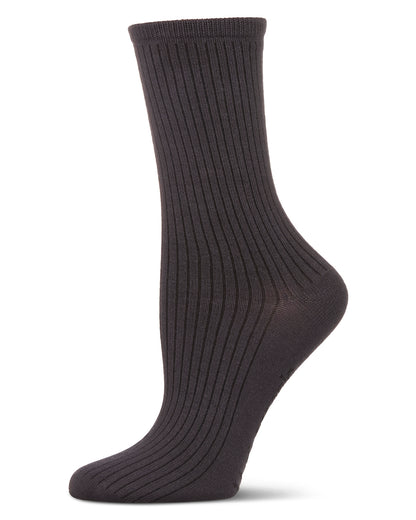 Women's Organic Cotton Flat Knit Breathable Crew Sock : Color: Earl Gray