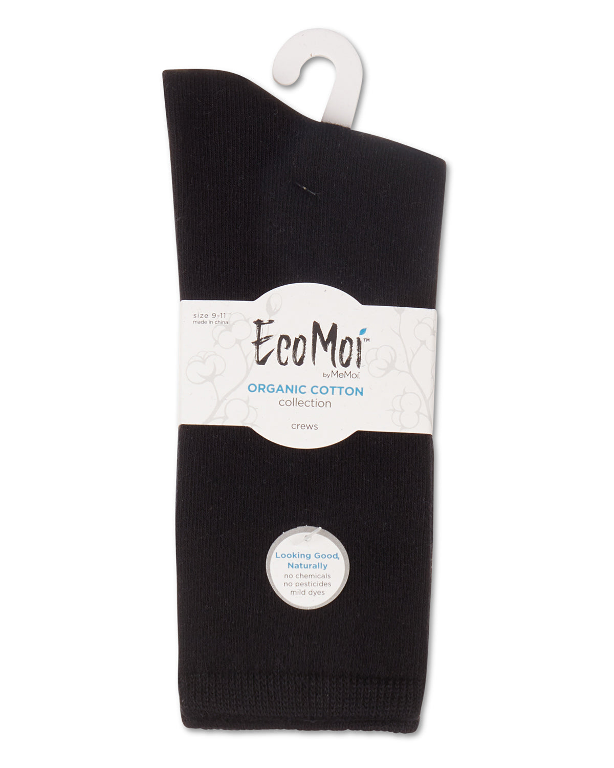 Women's Organic Cotton Basic Flat Knit Crew Sock : Color: Black