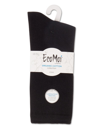 Women's Organic Cotton Basic Flat Knit Crew Sock : Color: Black