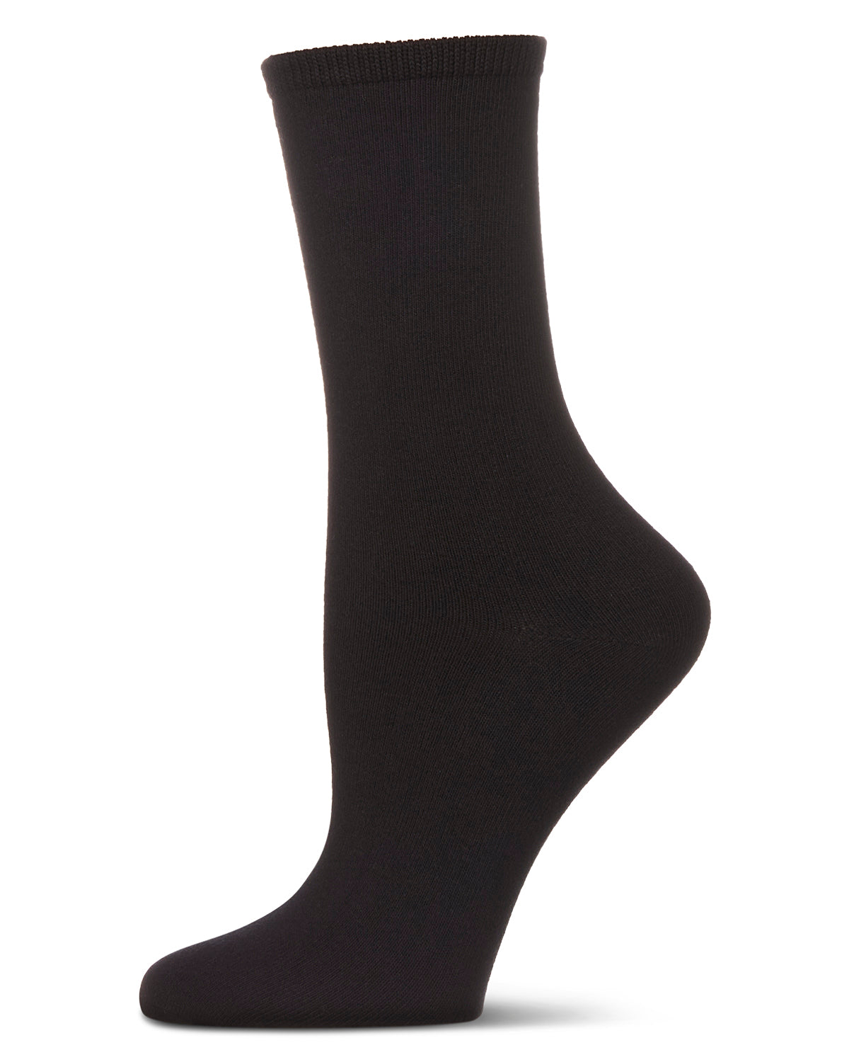 Women's Organic Cotton Basic Flat Knit Crew Sock : Color: Black