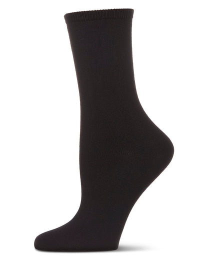 Women's Organic Cotton Basic Flat Knit Crew Sock : Color: Black
