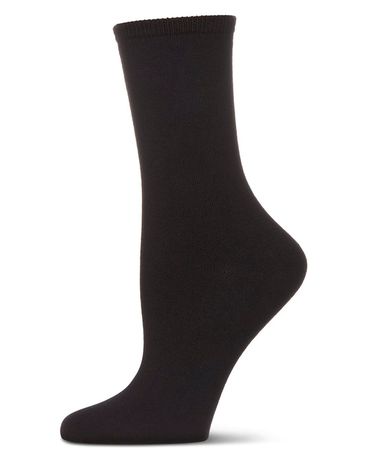 Women's Organic Cotton Basic Flat Knit Crew Sock : Color: Black