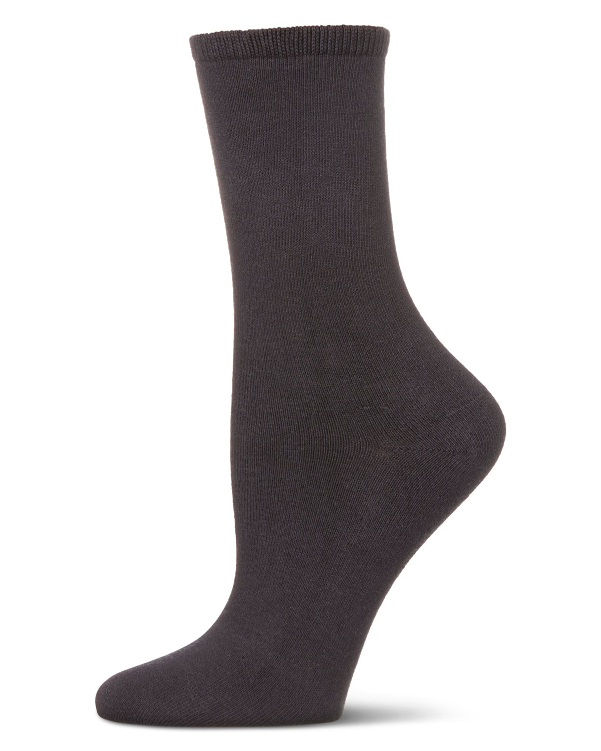 Women's Organic Cotton Basic Flat Knit Crew Sock : Color: Earl Gray