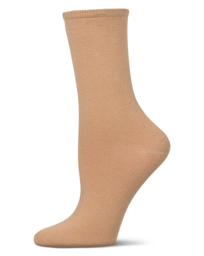 Women's Organic Cotton Basic Flat Knit Crew Sock : Color: Oats