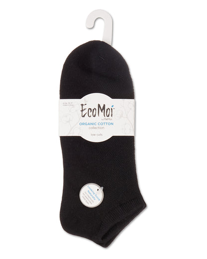 Women's Organic Cotton Mesh-Top Breathable Liner Sock : Color: Black