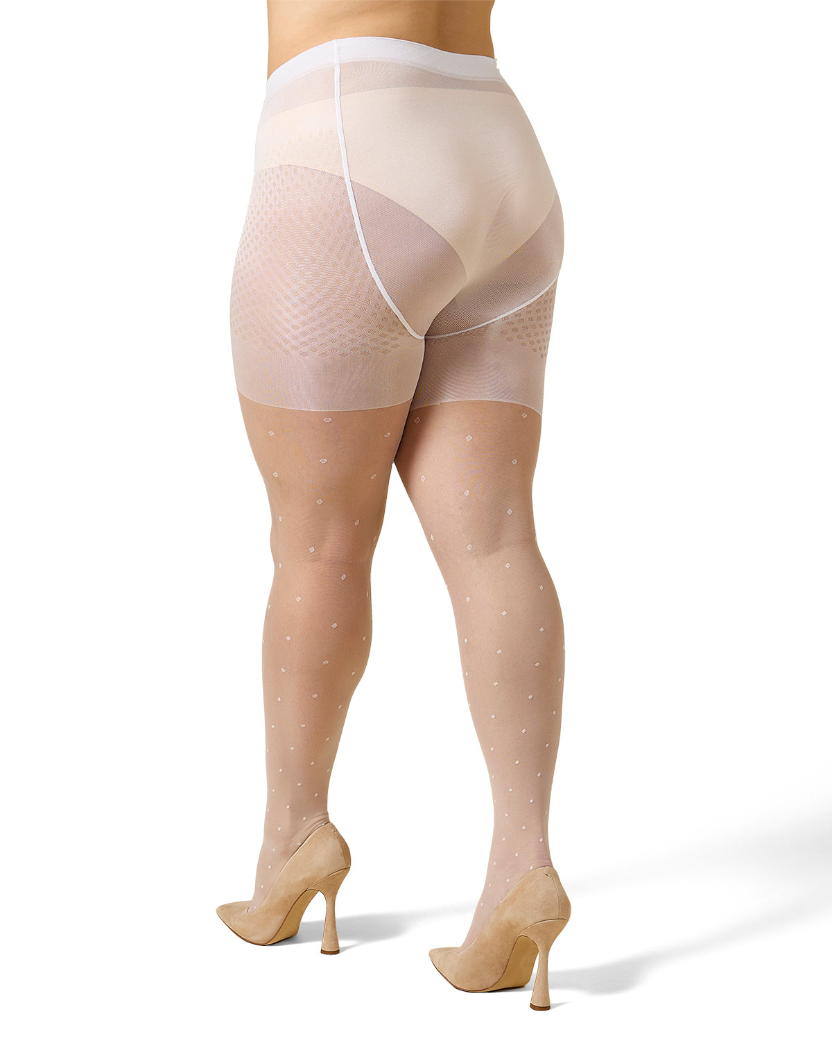 Women's Elegance Sheer Allover Dot Control Top Pantyhose : Color: Bianco