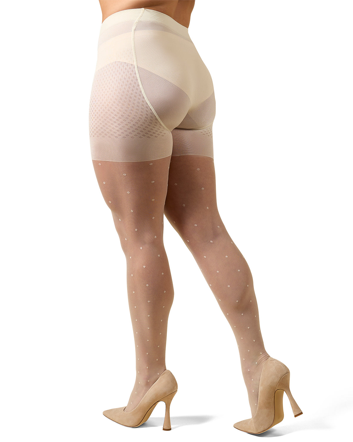 Women's Elegance Sheer Allover Dot Control Top Pantyhose : Color: Panna