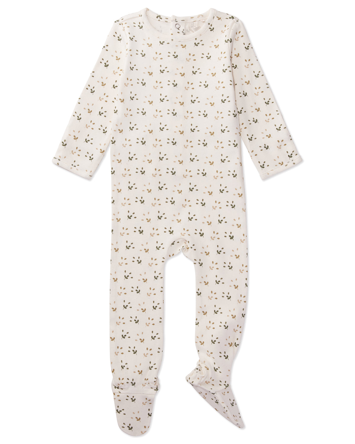 Ribbed Tossed Leaf Footie : Color: Winter White