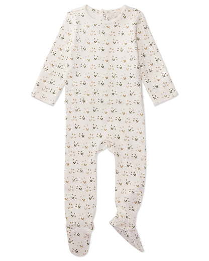 Ribbed Tossed Leaf Footie : Color: Winter White