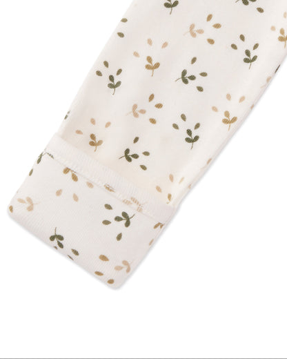 Ribbed Tossed Leaf Footie : Color: Winter White