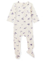 Baby and Toddler Girls Floral Toile Rayon from Bamboo Blend Footie : Color: Winter White