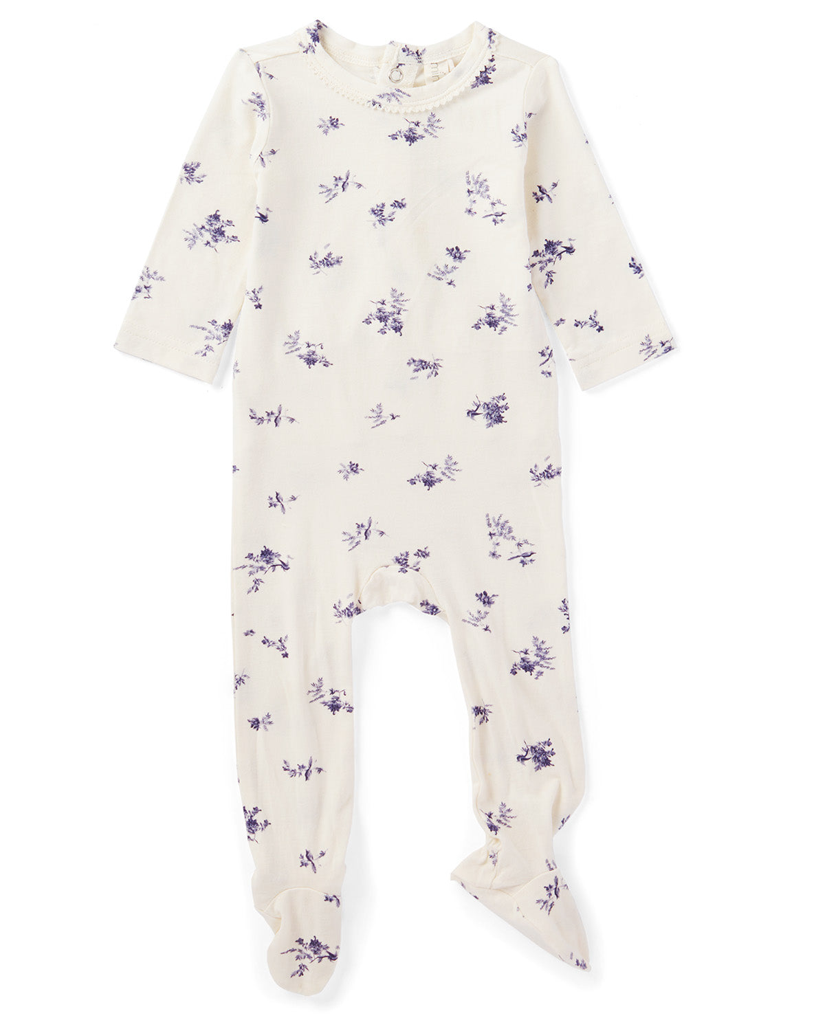 Baby and Toddler Girls Floral Toile Rayon from Bamboo Blend Footie : Color: Winter White