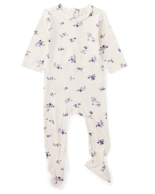 Baby and Toddler Girls Floral Toile Rayon from Bamboo Blend Footie : Color: Winter White