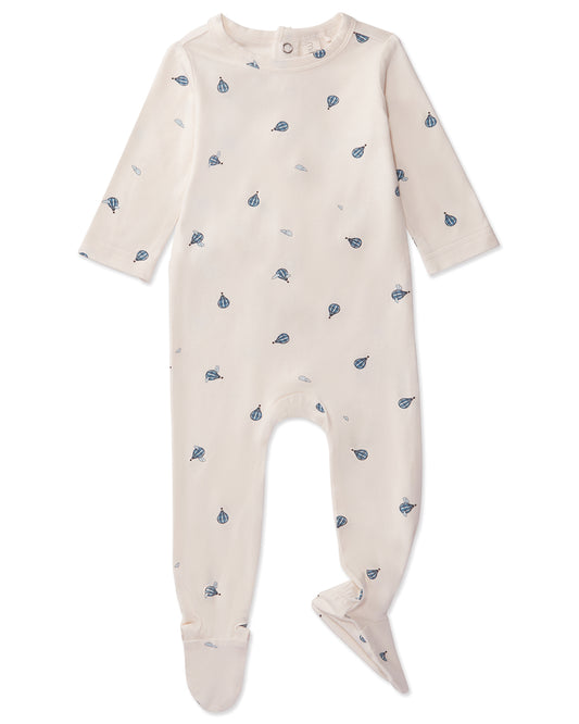 Baby and Toddler Boys "Hot Air Balloon" Rayon from Bamboo Blend Footie : Color: Winter White