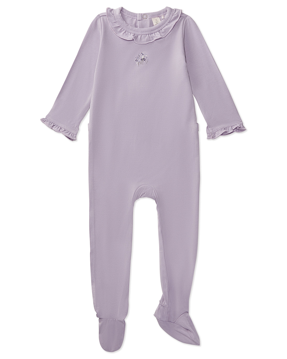 Solid Ruffle Trim Footie : Color: Orchid