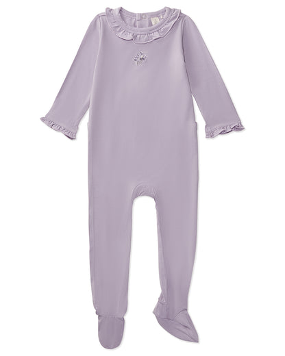 Solid Ruffle Trim Footie : Color: Orchid