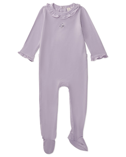 Solid Ruffle Trim Footie : Color: Orchid