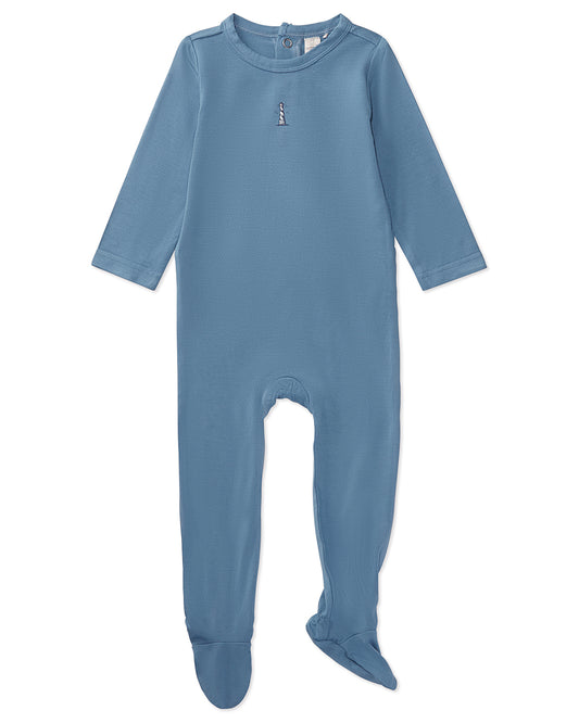 Solid Footie with Printed Lighthouse : Color: Blue Bell