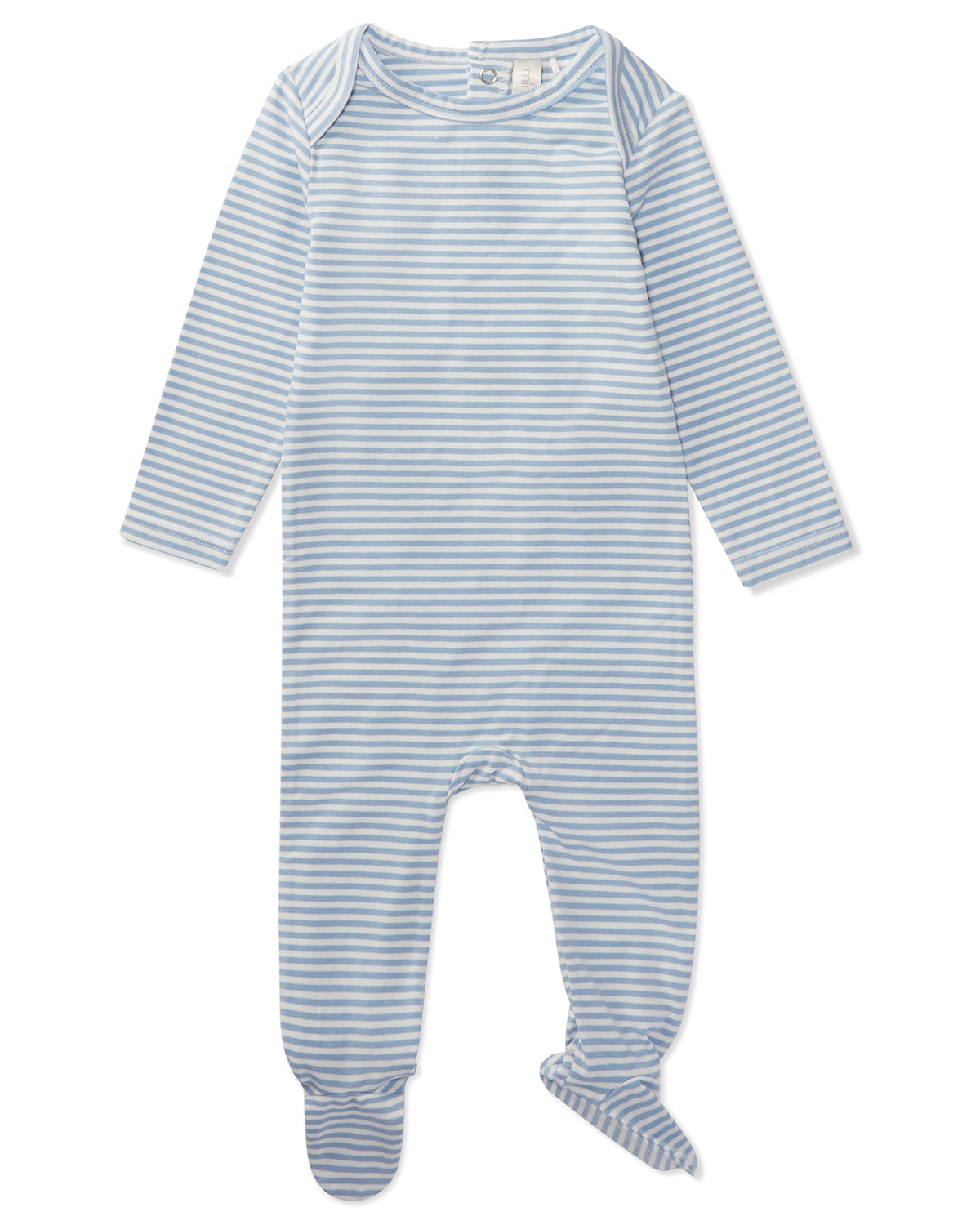 Striped Shoulder Flap Footie : Color: Ice Blue