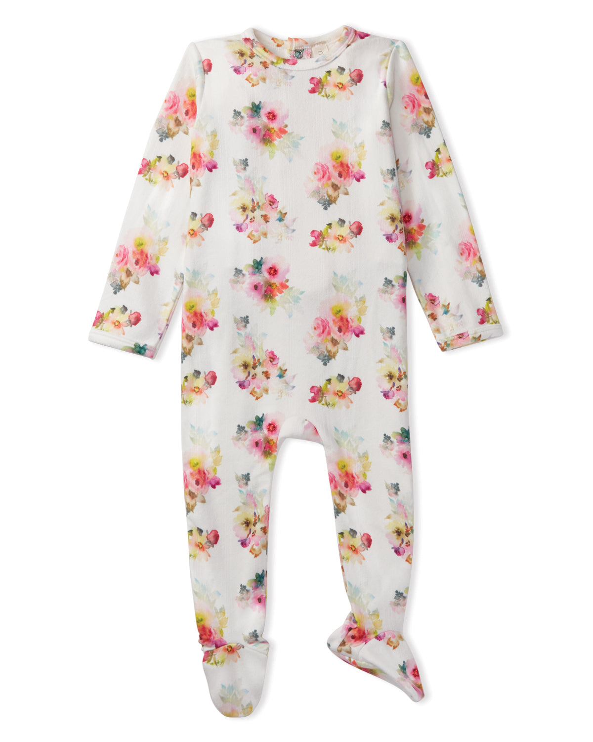 Baby and Toddler Girls Floral-Print Pointelle Footie : Color: Winter White
