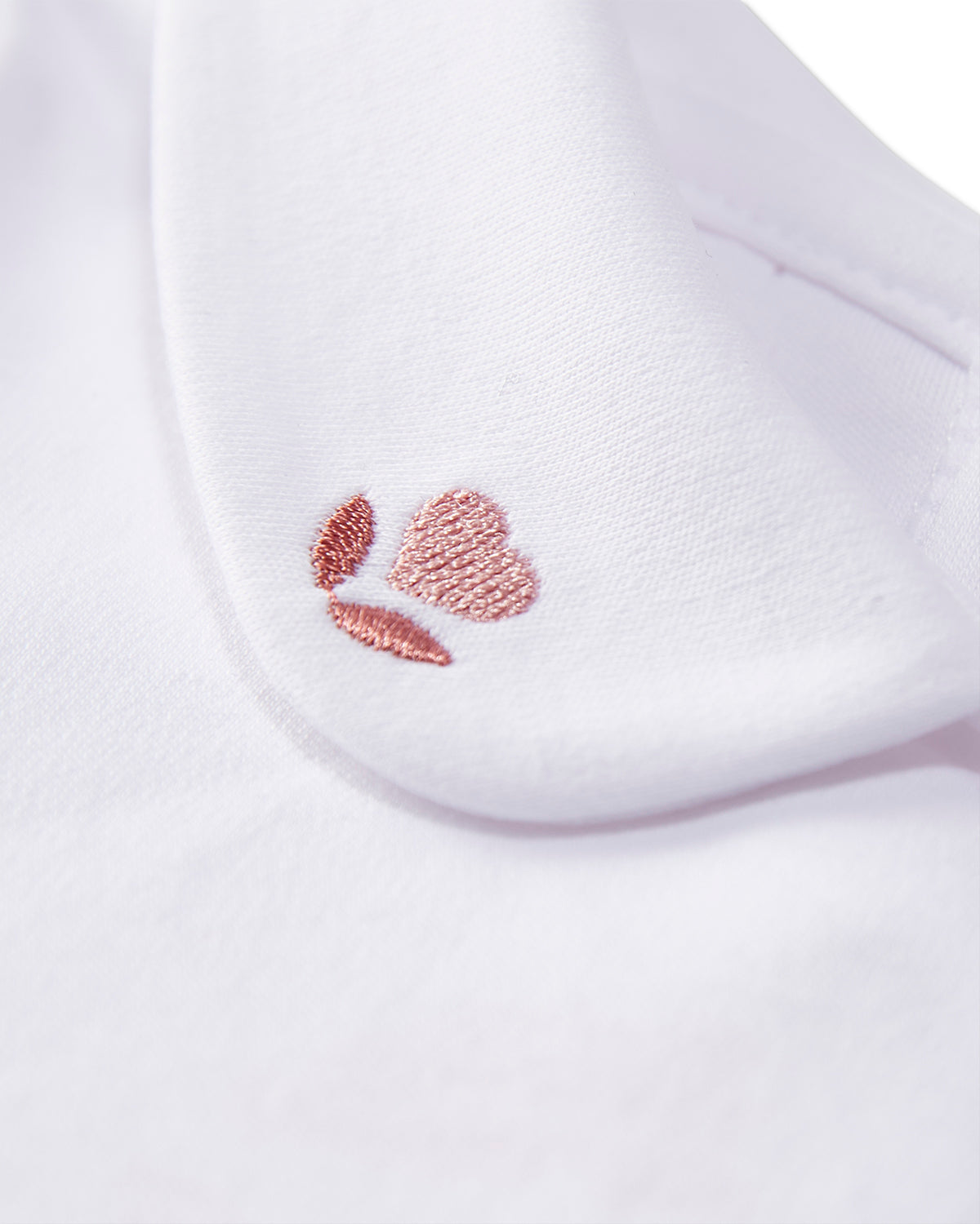 Baby and Toddler Girls 100% Pima Cotton Footie with Heart-Embroidered Peter Pan Collar : Color: Winter White
