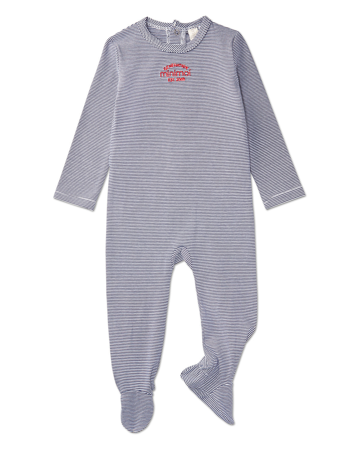 Baby and Toddler "Generation MiniMoi" Stretchy Mini-Striped Cotton-Rich Footie : Color: Navy