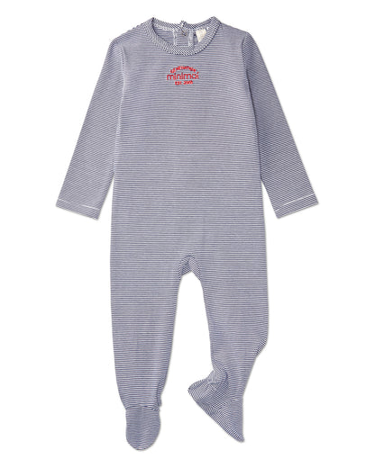 Baby and Toddler "Generation MiniMoi" Stretchy Mini-Striped Cotton-Rich Footie : Color: Navy