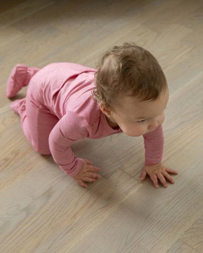 Baby and Toddler "Generation MiniMoi" Stretchy Mini-Striped Cotton-Rich Footie : Color: Red