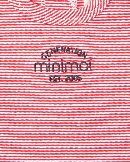 Baby and Toddler "Generation MiniMoi" Stretchy Mini-Striped Cotton-Rich Footie : Color: Red