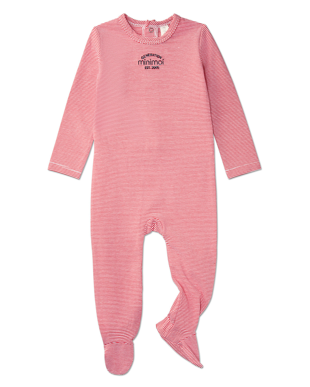 Baby and Toddler "Generation MiniMoi" Stretchy Mini-Striped Cotton-Rich Footie : Color: Red