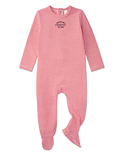 Baby and Toddler "Generation MiniMoi" Stretchy Mini-Striped Cotton-Rich Footie : Color: Red