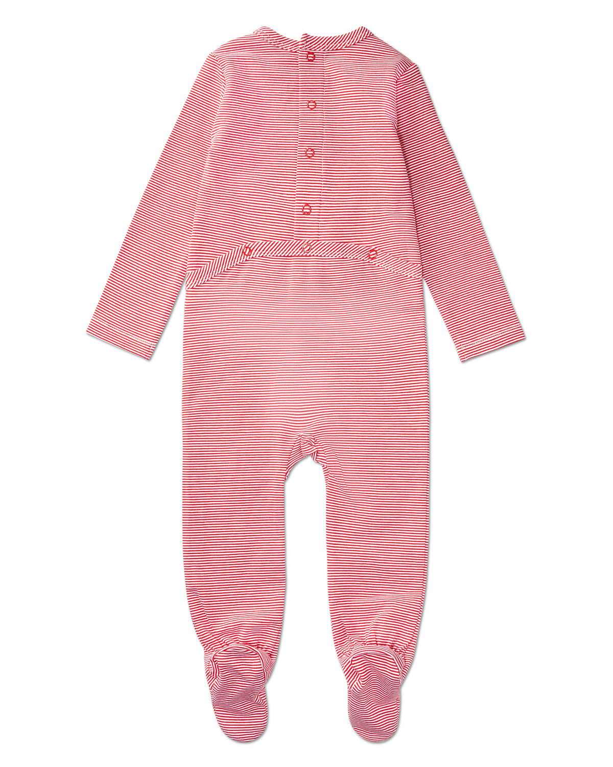 Baby and Toddler "Generation MiniMoi" Stretchy Mini-Striped Cotton-Rich Footie : Color: Red