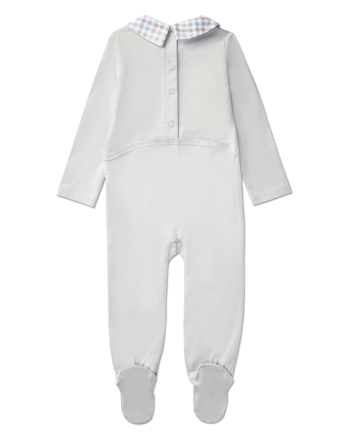 Baby and Toddler Boys Plaid-Collar Cotton Rich Footie : Color: Pearl Blue